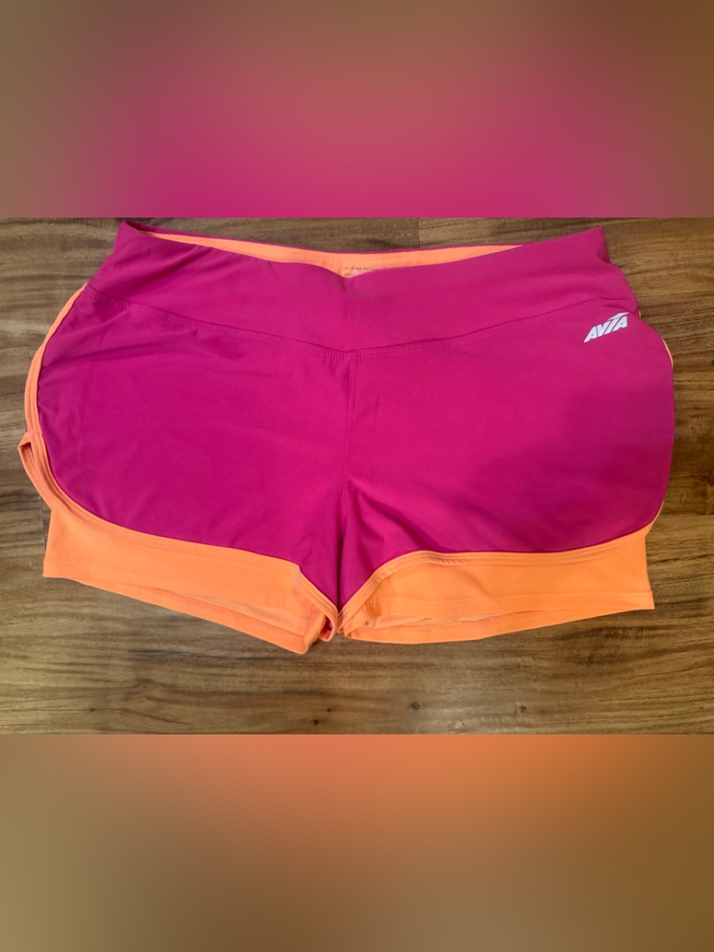 Avia Two-Tone Pink and Orange Women's Athletic Shorts
